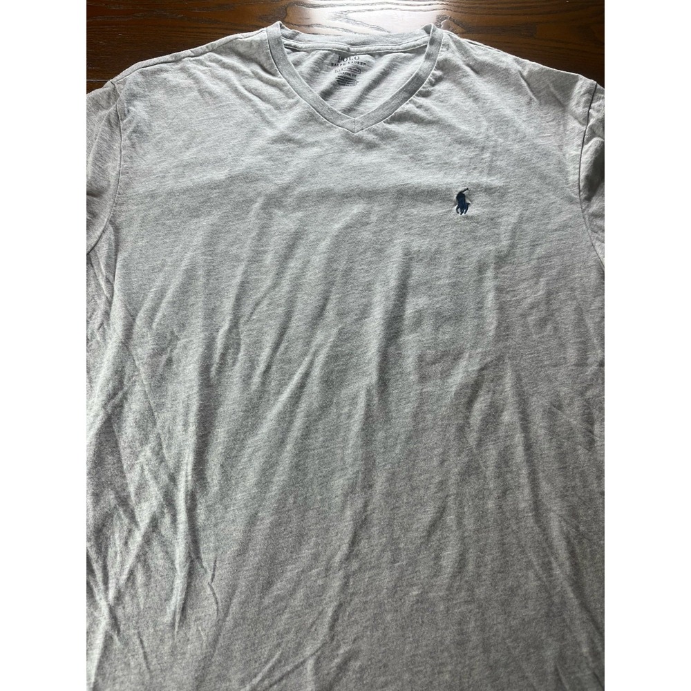 Polo Ralph Lauren Shirt Mens Large Gray V Neck Classic Fit Pony Logo